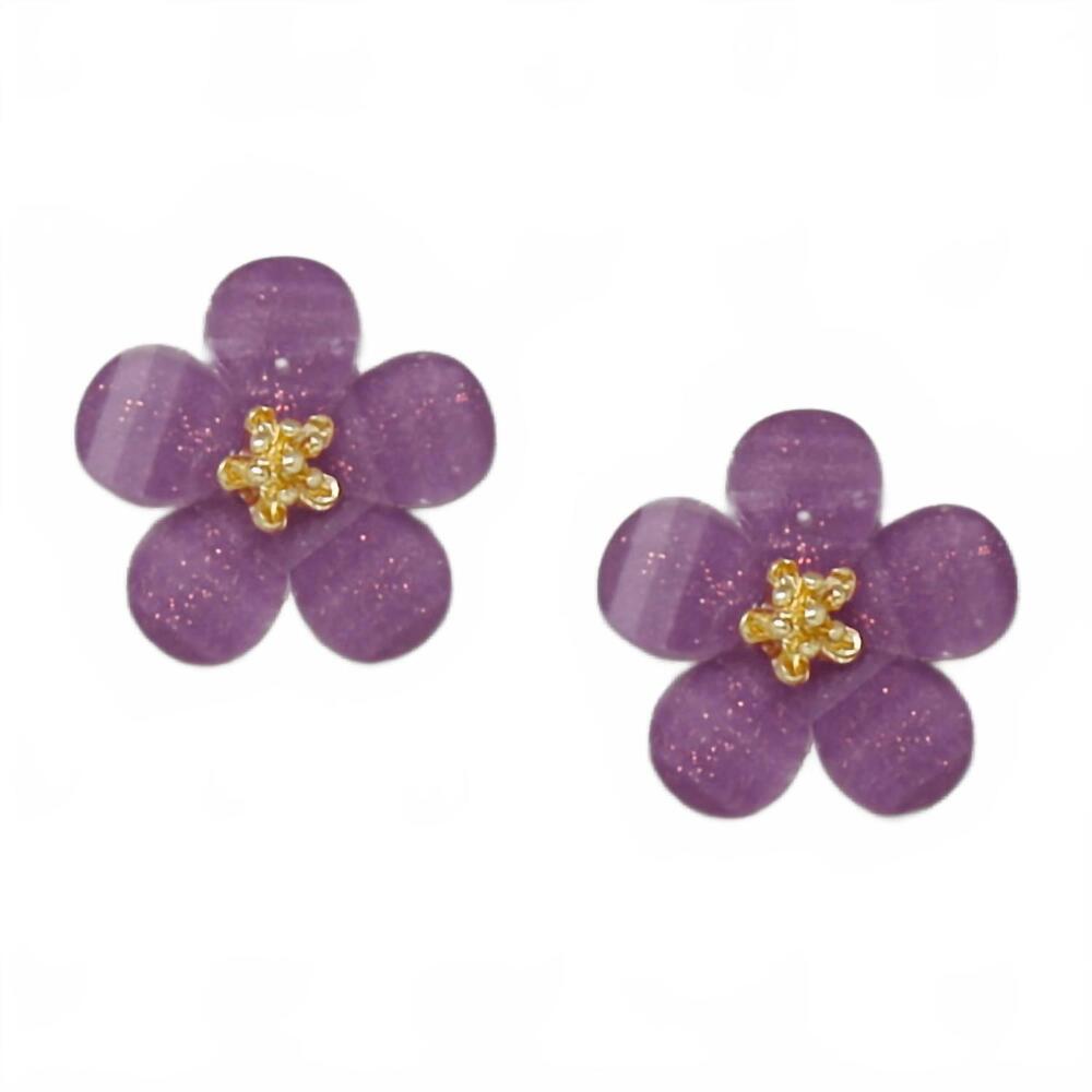 NEW GOLDEN STELLA women's spring pastel flower studs earrings in purple